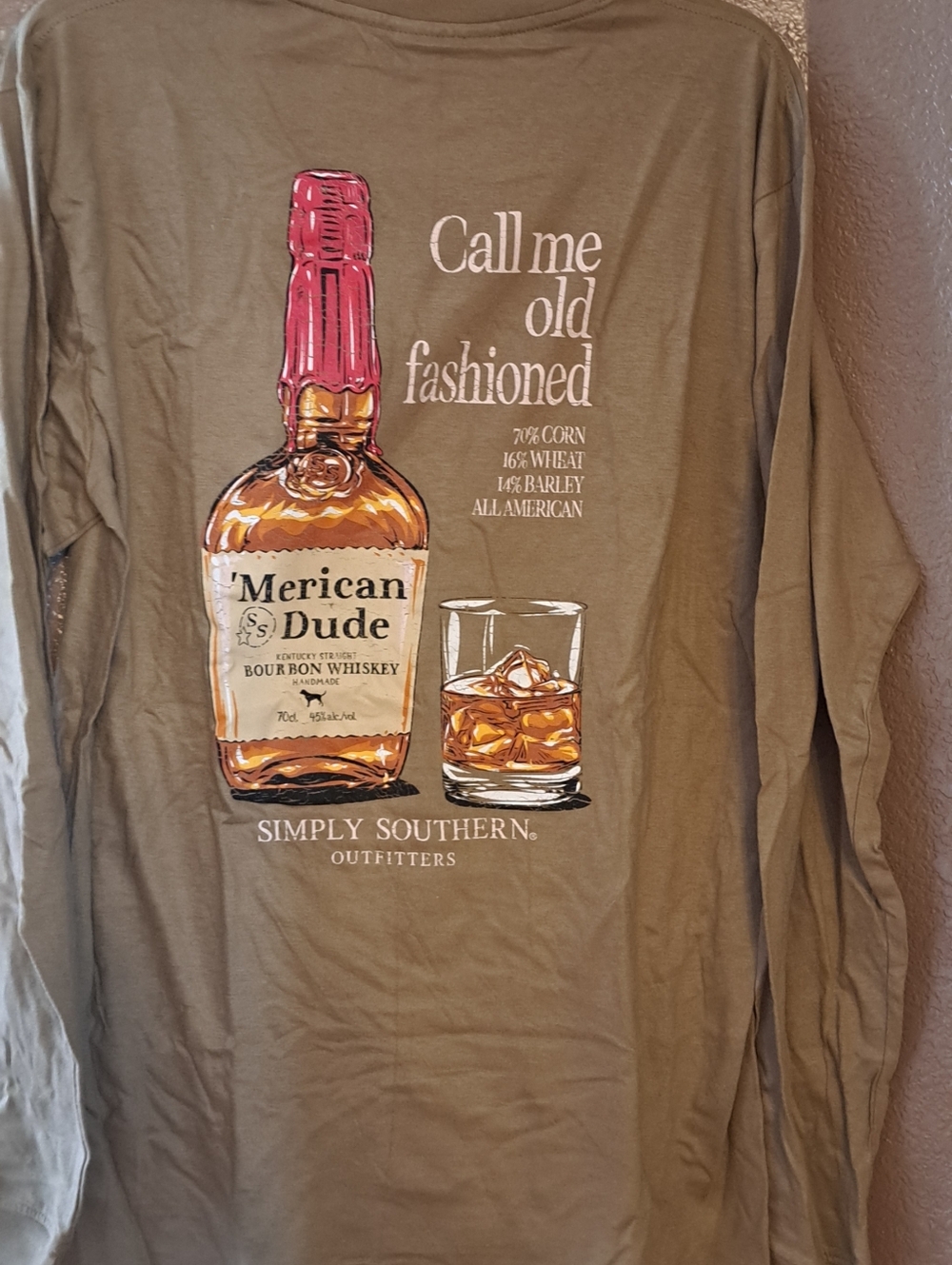 NWT Men's Medium Simply Southern Long-Sleeve Shirt with Whiskey Bottle